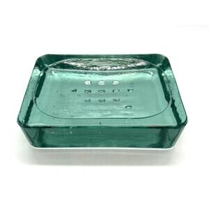 Threshold Recycled Glass Soap Dish Thick Heavy Green Glass